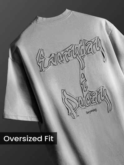 Grey Back Patch Acid Wash Oversized Tshirt