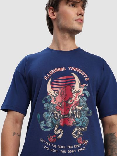 Illusional Thoughts Printed Oversized T-shirt for Men