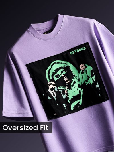 Lavender HD Print Patch Oversized T-Shirt Lavender HD Print Patch Oversized T-Shirt