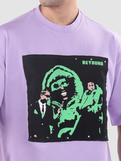 Lavender HD Print Patch Oversized T-Shirt Lavender HD Print Patch Oversized T-Shirt