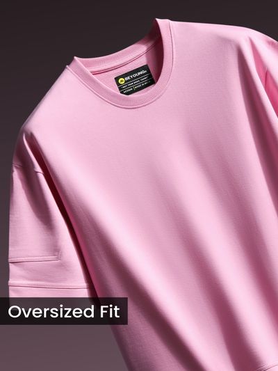 Pink Cut And Sew Panel Oversized T-Shirt