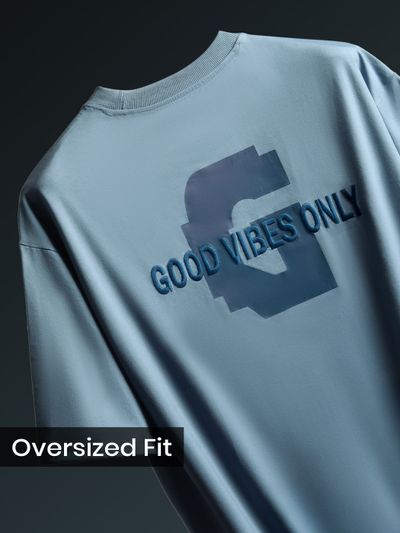 Smoky Blue Chest Patch Oversized T-Shirt