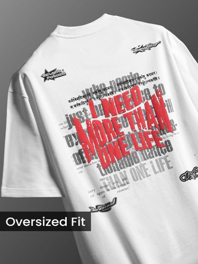 White Distressed Typo Puff Print Oversized T-Shirt