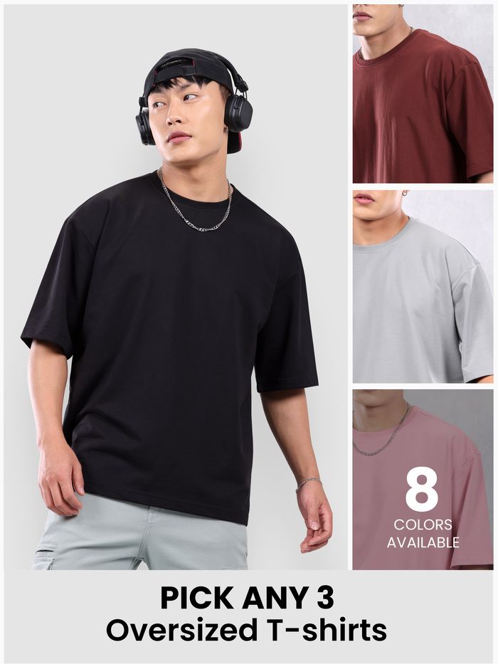 Shop plain oversized t-shirts for men in combo online at beyoung, 
