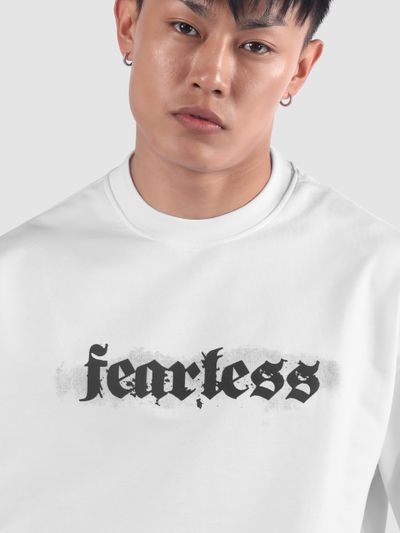 White Spray Print Gothic Oversized T-Shirt