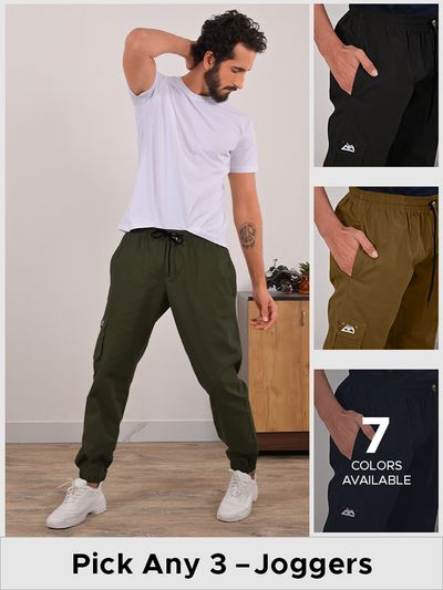 Buy Pick Any 3 - Plain Men Jogger Pants Combo Online in India -Beyoung