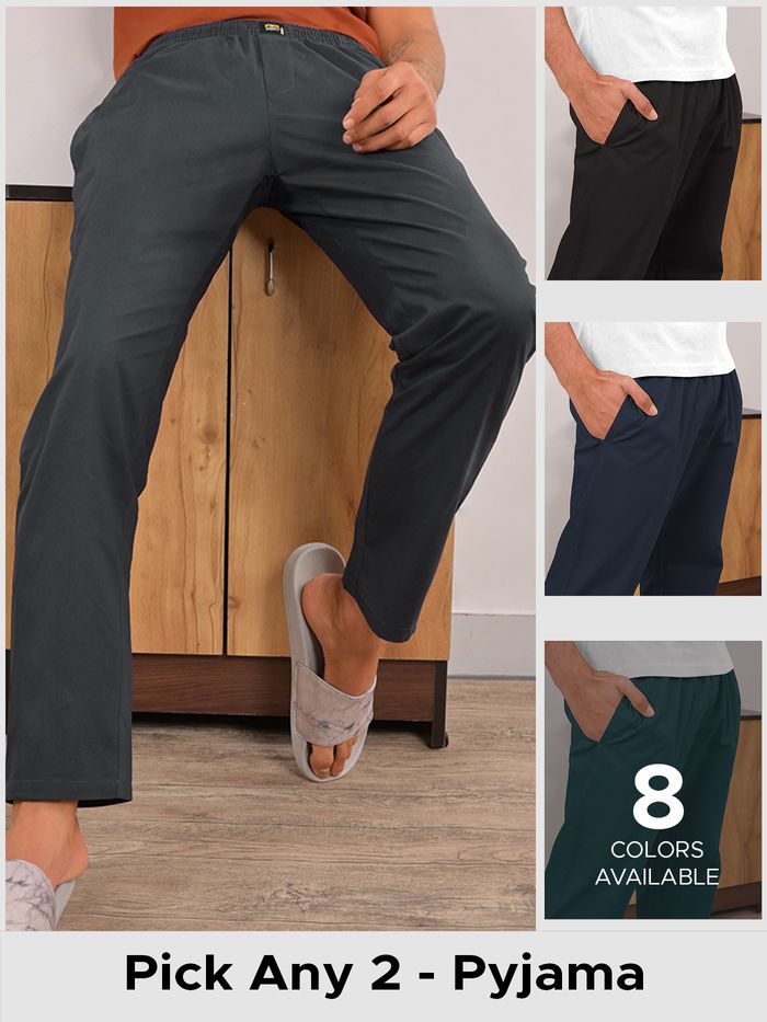 Buy Pick Any 2 Plain Mens Pyjama Combo Online in India Beyoung