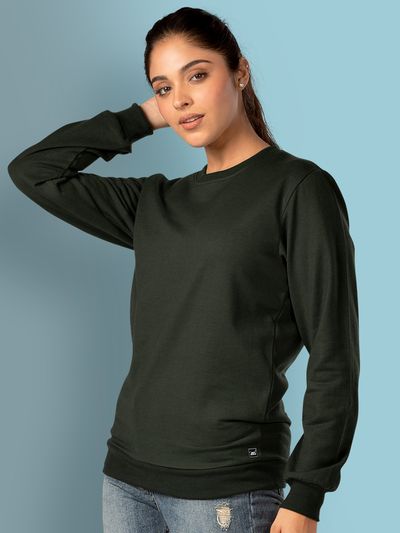 Olive green hot sale sweatshirt womens