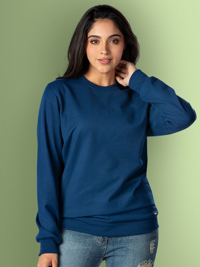 Buy Plain Sea Blue Sweatshirt for Women Online India Beyoung