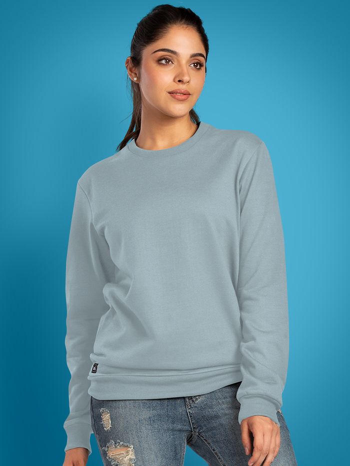 BuyPlain Sky Blue Sweatshirt for Women Online India @ Beyoung.