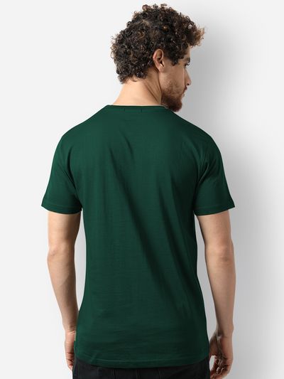 Bottle Green Men Plain T-Shirt