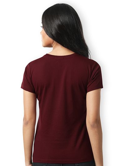 Burgundy Women Plain T-Shirt
