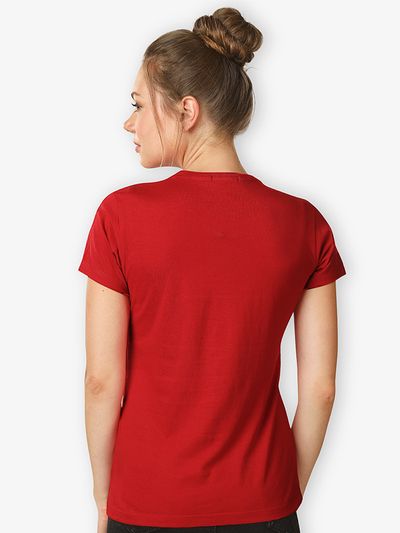 Red Women Plain T-Shirt
