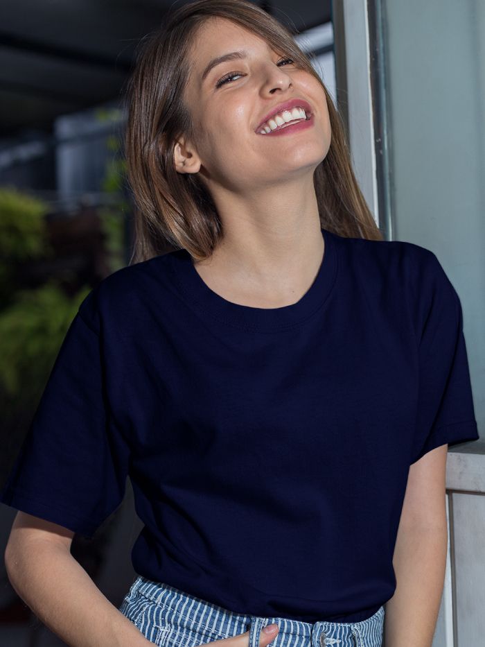 Plain Navy Blue T shirt Buy Plain Navy Blue Women T shirt Online BeYOUng