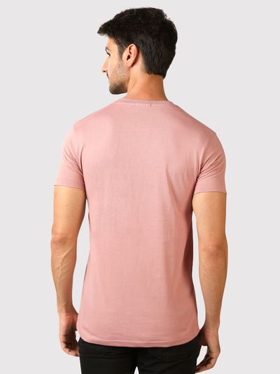 Rose Pink Men Plain T-Shirt