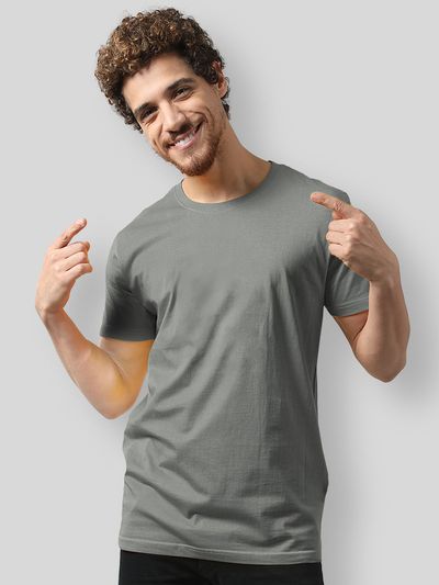 Space Grey Men Plain T-Shirt