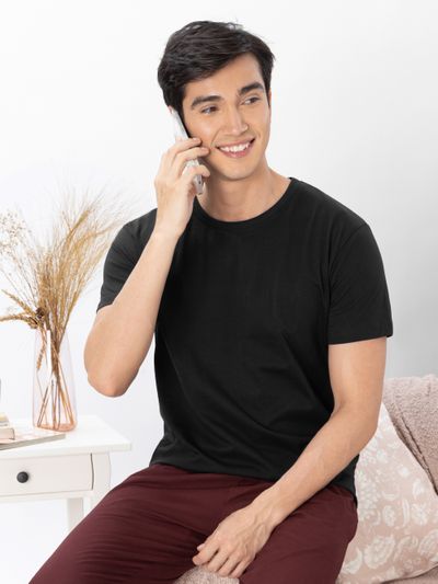 Black Men Plain T-Shirt