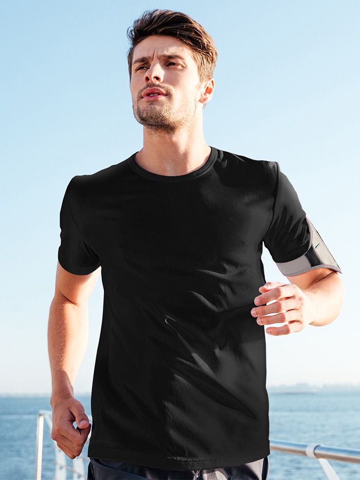 Plain Black Half Sleeve T shirt Online 