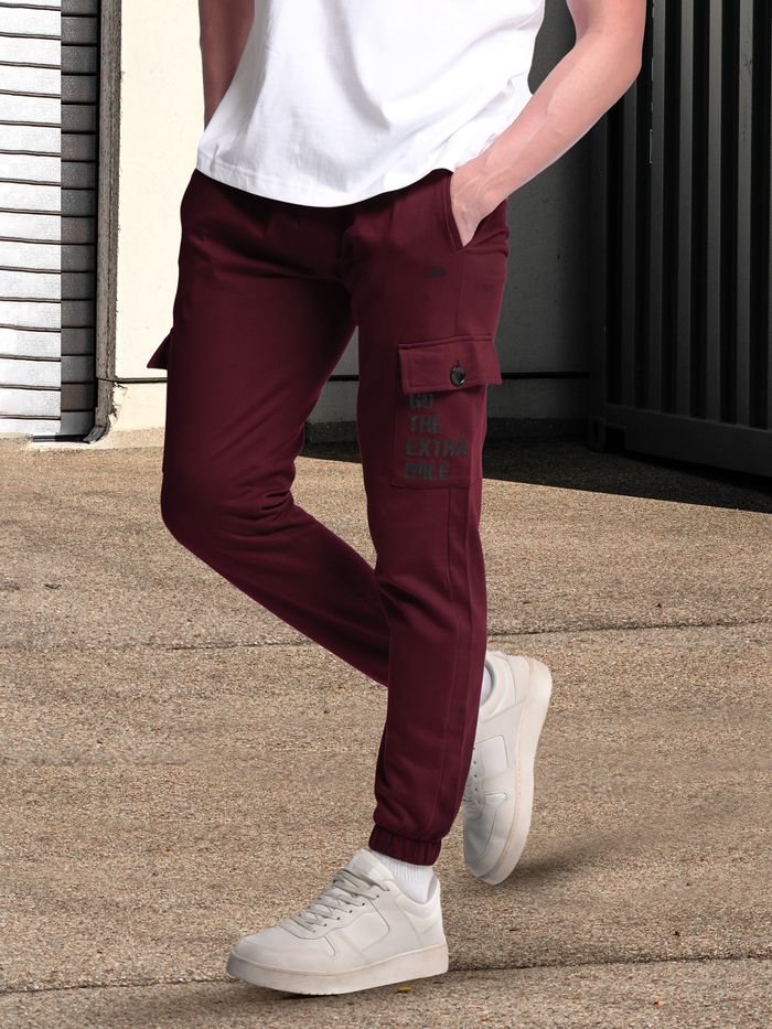 Burgundy cargo joggers sales