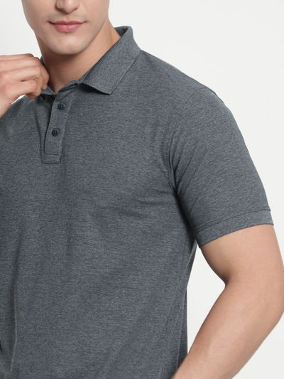 Buy Melange Charcoal Grey Polo T shirt Online in India Beyoung