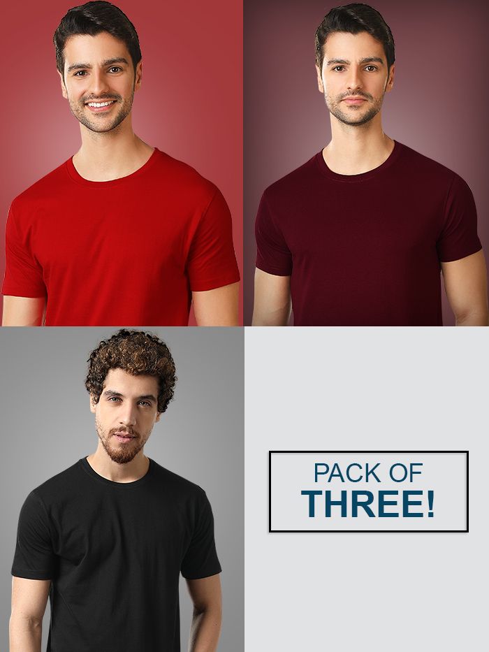 Plain T-shirts Combo Red And Black