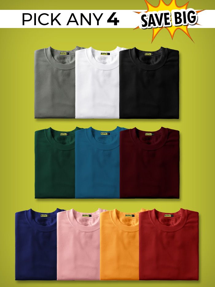Uden for blande Hubert Hudson Buy Pick Any 4 Plain T-shirt Combo Online at Just Rs.1099