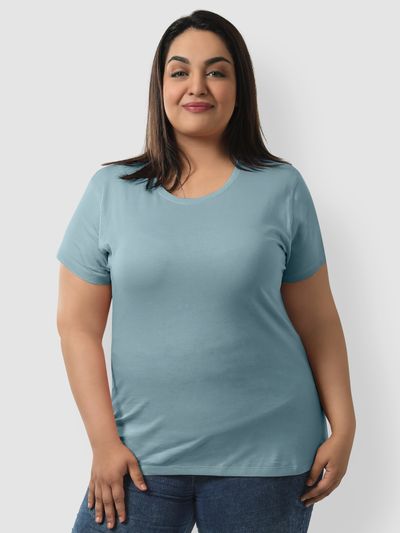 Plain Dream Blue Womens Plus Size T-shirt Plain Dream Blue Womens Plus Size T-shirt