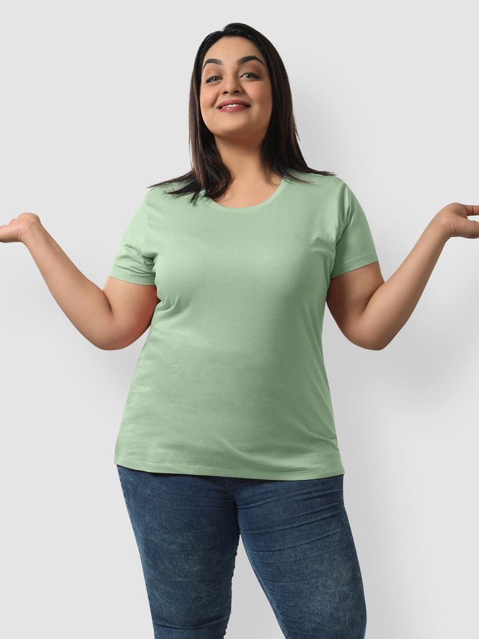 Buy Plain Seafoam Green Womens Plus Size T shirt Online in India