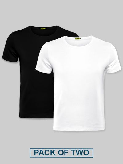 Buy Black & White Combo Of 2 Plain T-Shirts Online - Beyoung