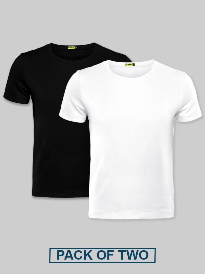 Buy Black & White of 2 Plain T-shirts - Beyoung