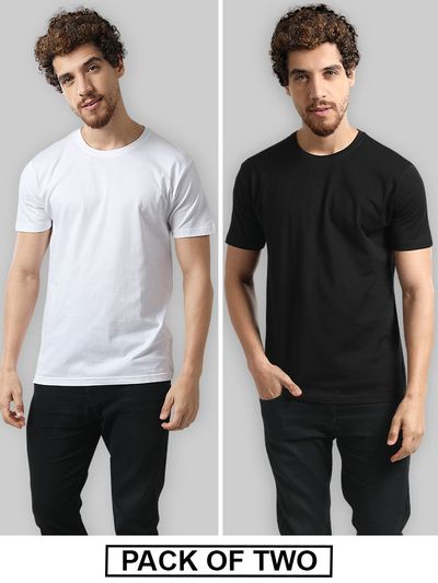 Plain T-shirts Combo Black And White