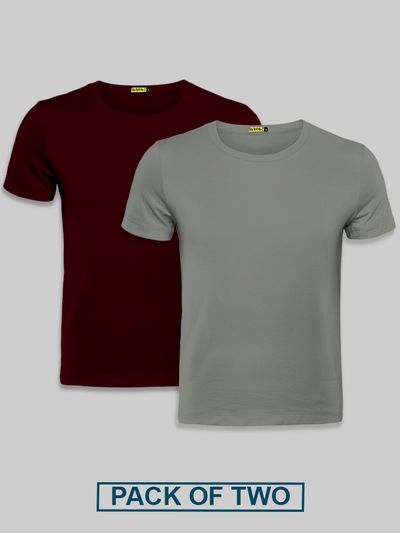 Plain T-Shirts Combo Burgundy And Space Grey