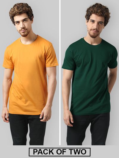Plain T-shirts Combo Mustard &amp; Bottle Green
