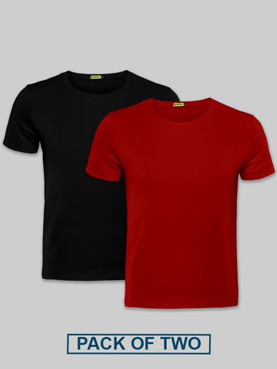 Plain T-shirts Combo Red &amp; Black
