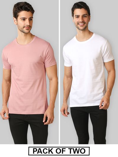Plain T-shirts Combo White &amp; Rose Pink