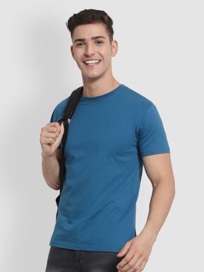 Teal Blue Plain T-shirt 2.0 solid t-shirts combo,
