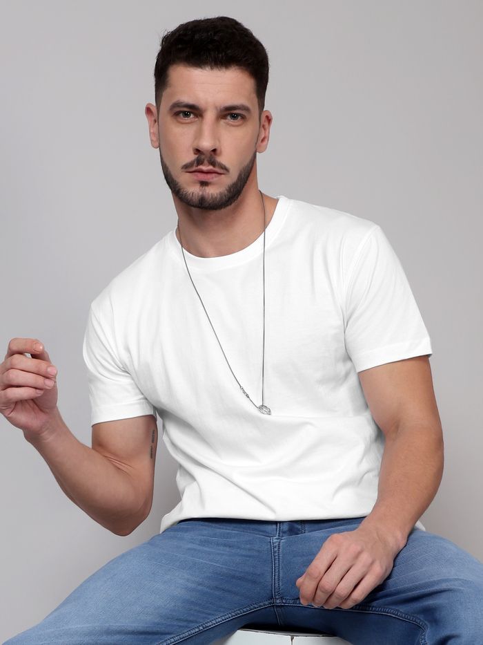 Plain White T shirt - Buy Plain White Half Sleeve T shirt Online - BeYOUng