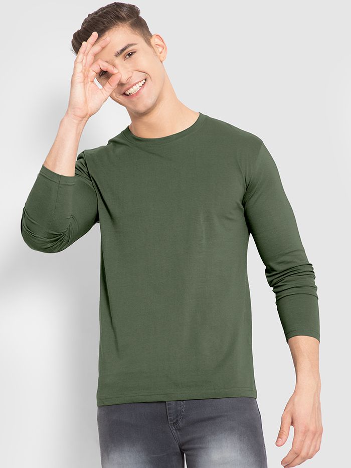 Olive green t shirt mens full sleeve clearance