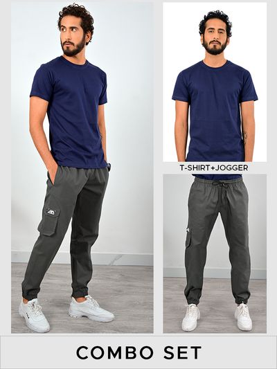 Buy Plain T-shirt + Jogger Combo Set Online in India -Beyoung