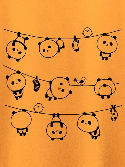 Hanging Panda Plus Size T shirts  for men