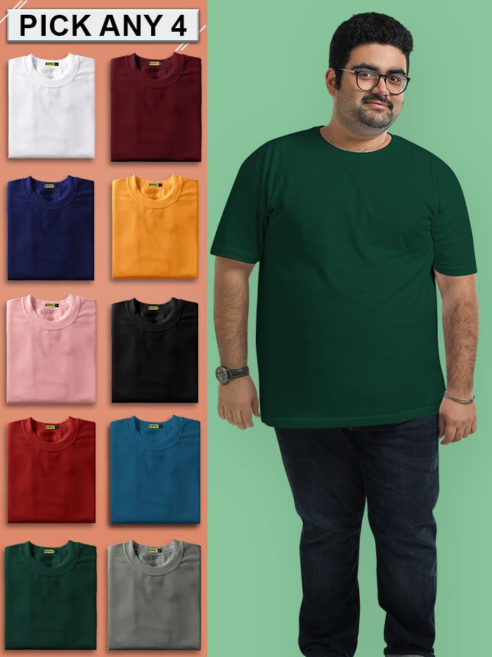 Buy Pick Any 4 - Plain Size T-shirt Combo Online at Just Rs.998