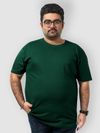 Plain Bottle Green Plus Size T-Shirt