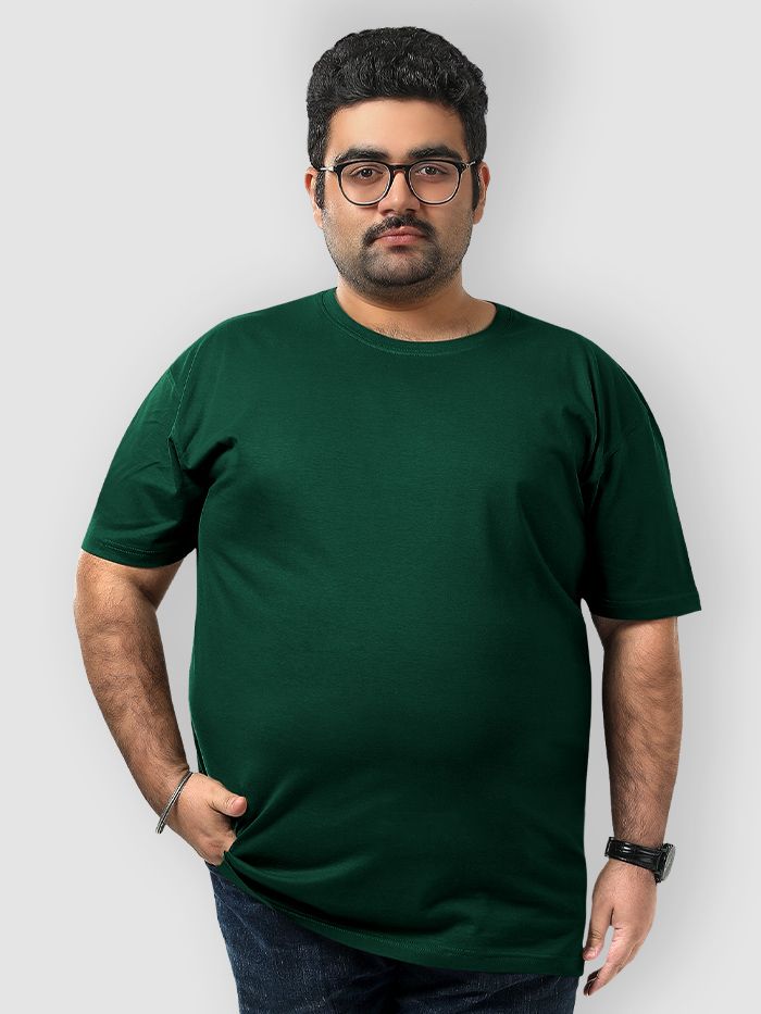 Buy Plain Bottle Green Plus Size T Shirt Online India Beyoung