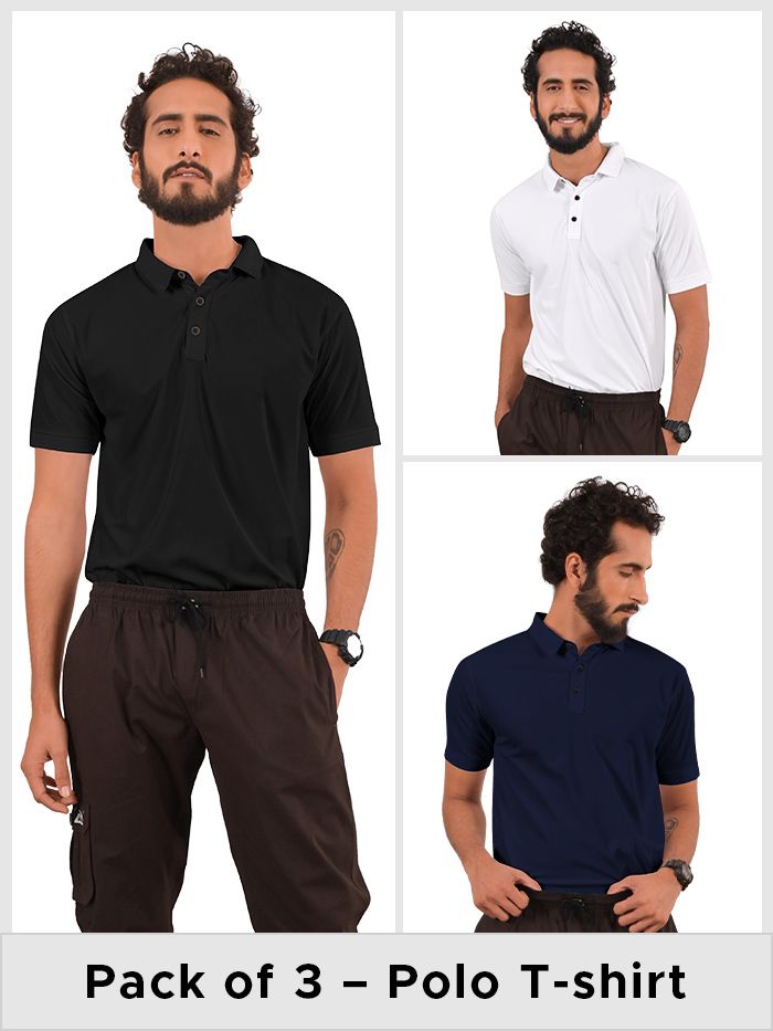Buy Pack of 3 Polo T-shirts Combo Bold 
