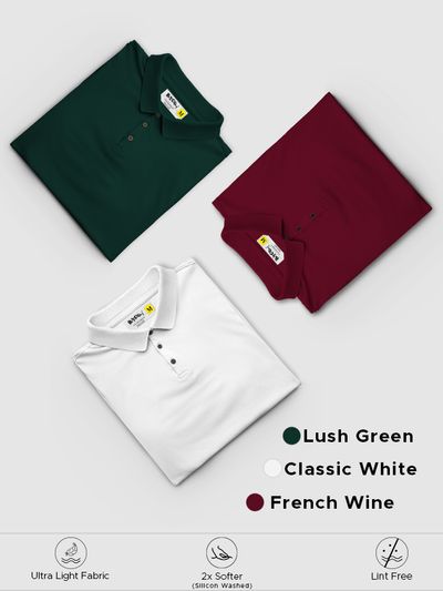 Pack of 3-Superior Elegancy Polo T-shirts Combo Pack of 3-Superior Elegancy Polo T-shirts Combo