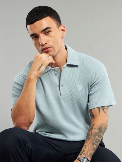 Trendy waffle textured polo t-shirt online at
              beyoung, 