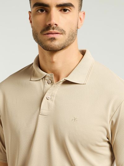 Beige Structured Polo T-Shirt