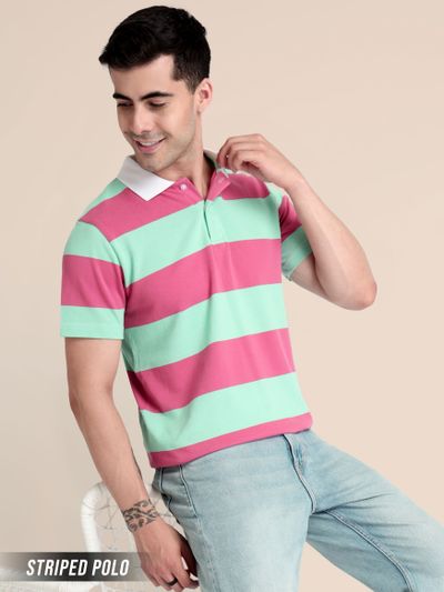 Buy Blue Pink Dual Color Polo T shirt Online in India Beyoung