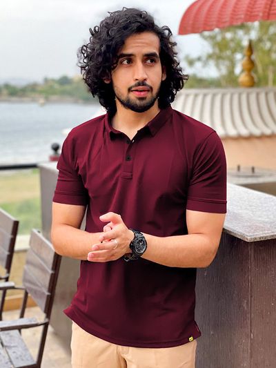 Wine polo shirt store