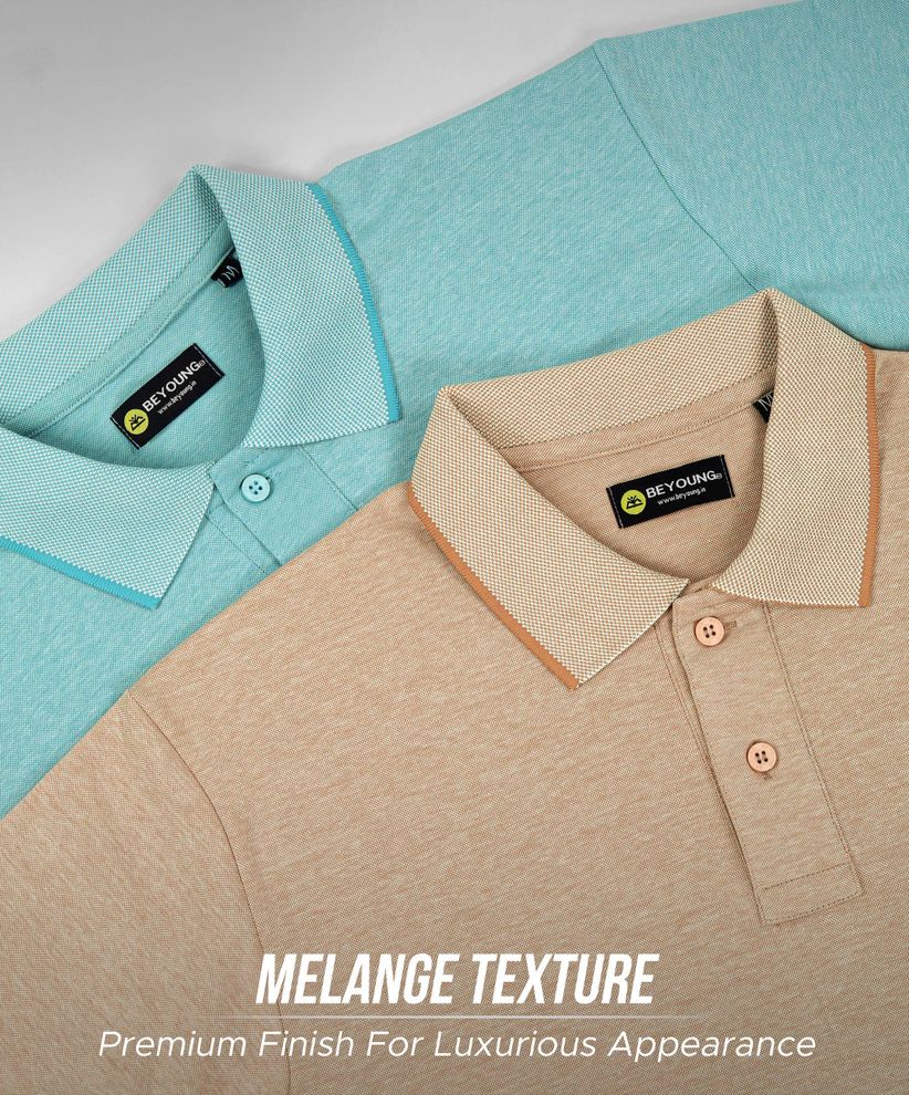 Buy Soft Beige Melange Polo Tshirt Online in India Beyoung